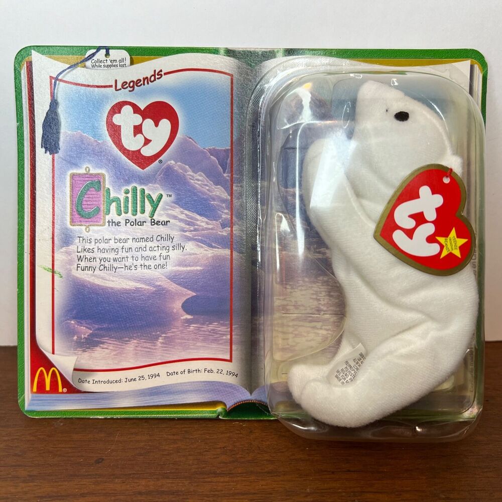 Vintage McDonalds Ty Teenie Beanie Babies Legends Chilly the Polar Bear Toy